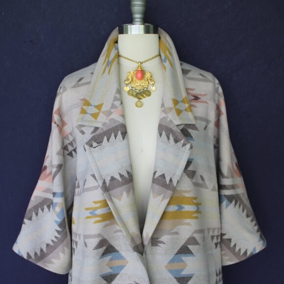 PENDLETON jacket coat Navajo Aztec wool blanket cloak White Sands Southwest M - Picture 4 of 11